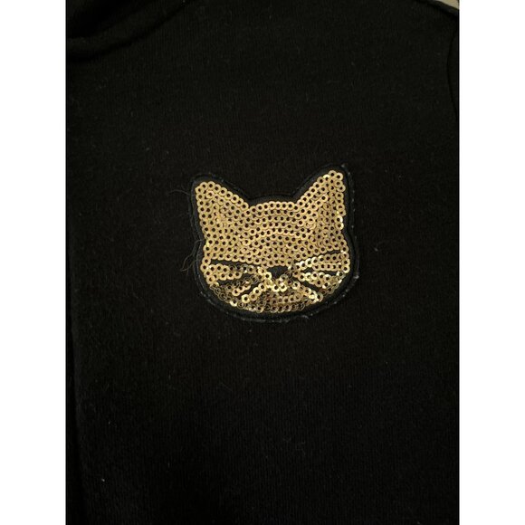 Member's Mark Girls Size 6 Black Animal Print Hooded Full Zip Jacket Sequin Cat - Picture 2 of 5
